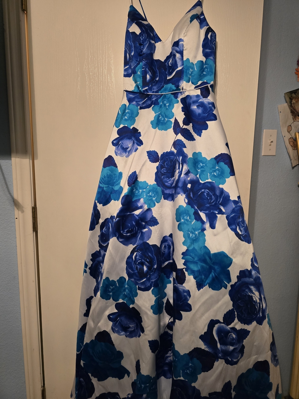 Blue Floral Girls' Spaghetti-Strap Dress